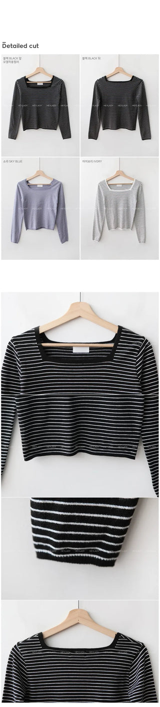 Square neck knit top