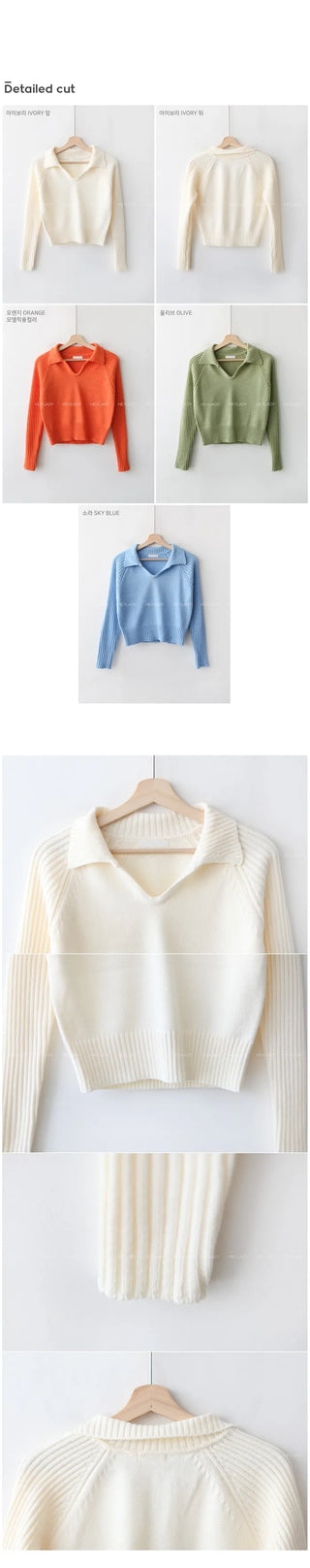 Ribbed Collar Knit Top