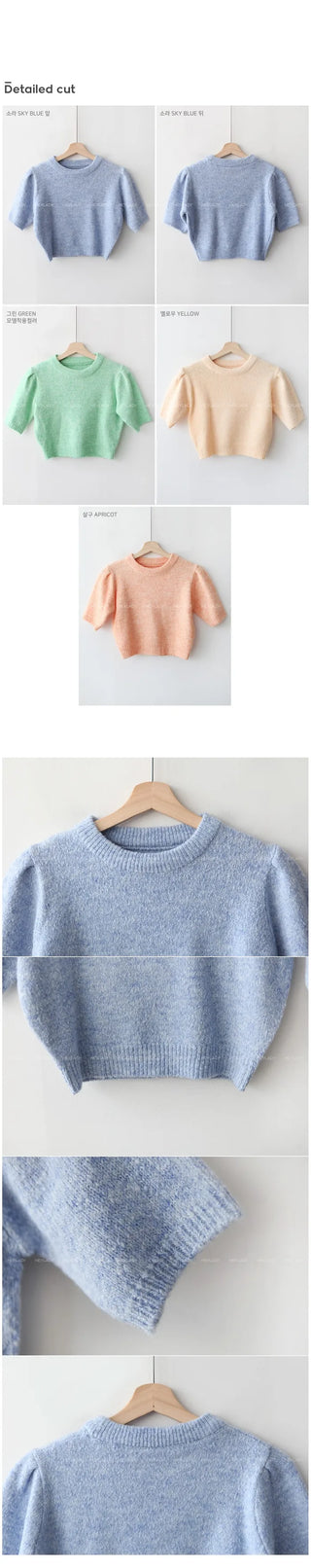 Wool blend puff knit top
