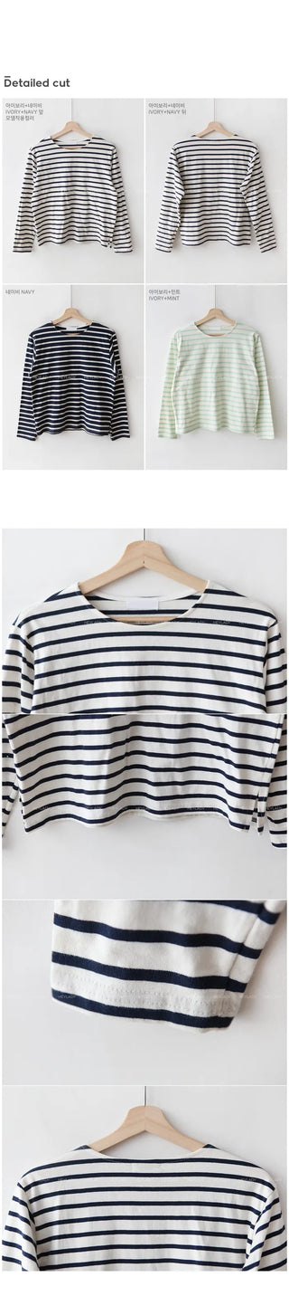 Striped long-sleeved T-shirt