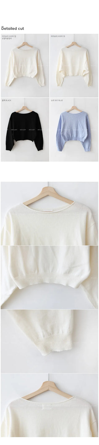 Boat neck knit top