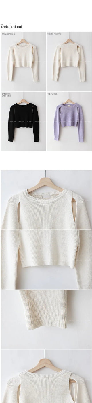 Slit Cropped Knit Top