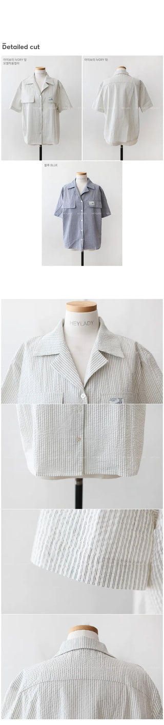 Striped short-sleeved shirt