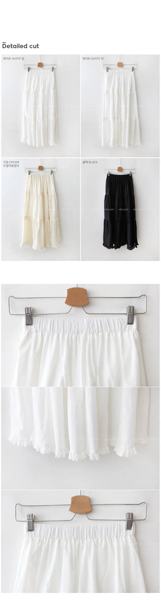 (3 colors) Can-can frill long skirt