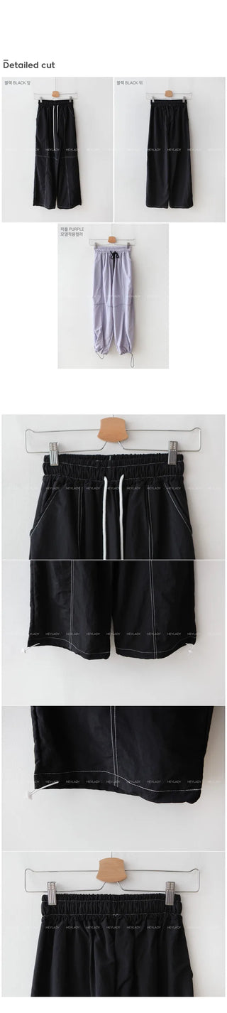 Stitched elastic waist pants