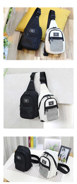 Canvas Mesh Pocket Sling Messenger Bag