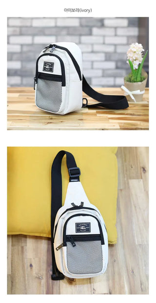 Canvas Mesh Pocket Sling Messenger Bag