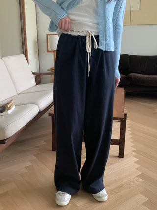 (3 colors) Two-tone wide-leg pants