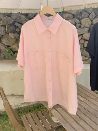 Pocket Loose Fit Short Sleeve Nylon Shirt (4c)