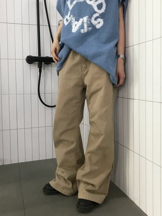 Wide bootcut chino pants