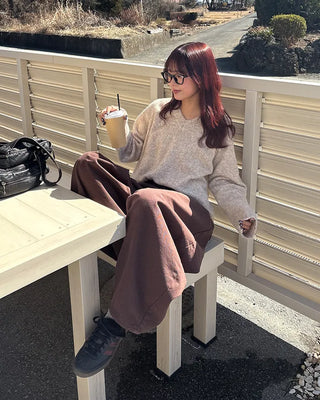 (Unisex) Brown Cotton Balloon Pants