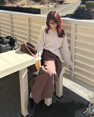 (Unisex) Brown Cotton Balloon Pants