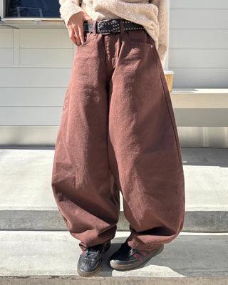 (Unisex) Brown Cotton Balloon Pants