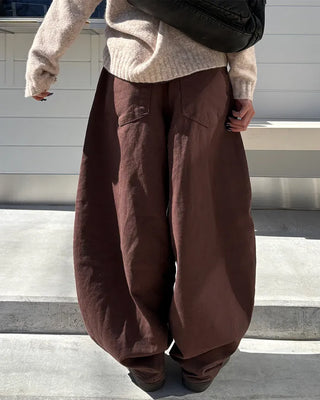 (Unisex) Brown Cotton Balloon Pants
