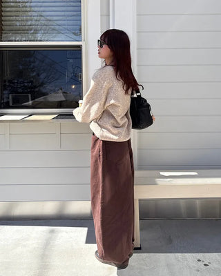 (Unisex) Brown Cotton Balloon Pants