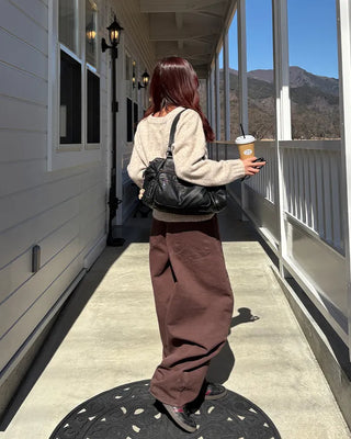 (Unisex) Brown Cotton Balloon Pants