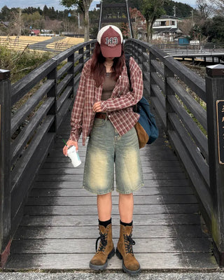 One-patch pocket check shirt