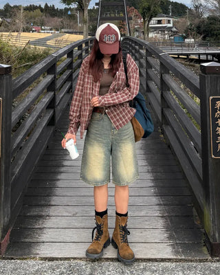 Vintage Wash Half Denim Pants