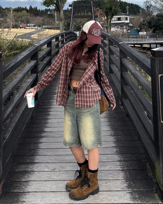 One-patch pocket check shirt