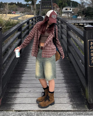Vintage Wash Half Denim Pants