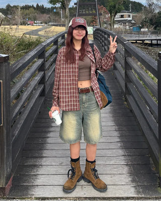 One-patch pocket check shirt