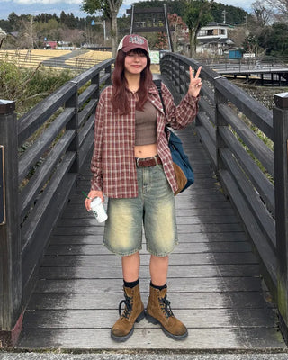 Vintage Wash Half Denim Pants