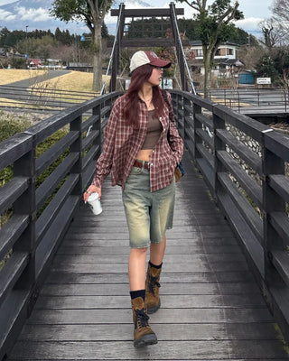 One-patch pocket check shirt