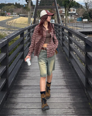 Vintage Wash Half Denim Pants