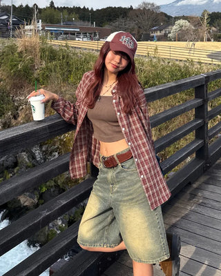 One-patch pocket check shirt