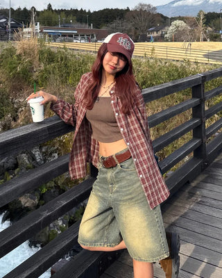 Vintage Wash Half Denim Pants