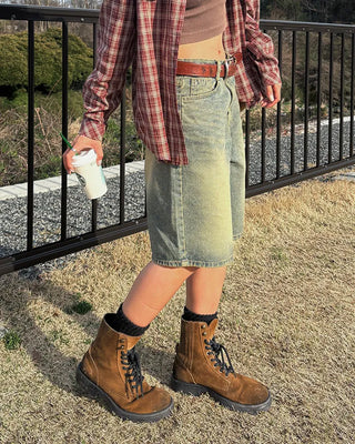 Vintage Wash Half Denim Pants