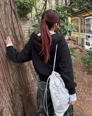 Cropped double-zip hoodie