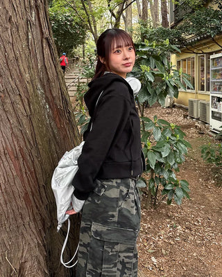 Cropped double-zip hoodie