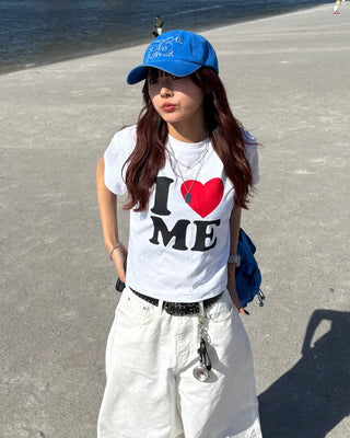 I Love Me Semi-Cropped Half T-Shirt