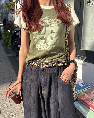 Leopard pattern pin belt
