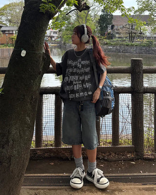 Alphabet Lettering Half T-Shirt