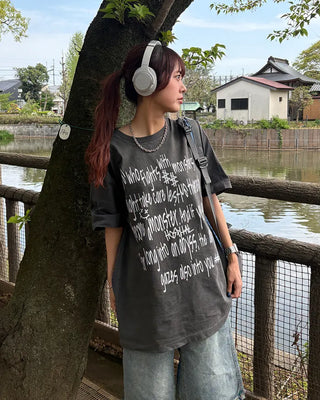 Alphabet Lettering Half T-Shirt