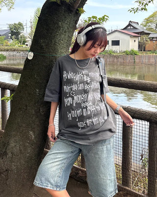 Alphabet Lettering Half T-Shirt