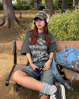 Alphabet Lettering Half T-Shirt