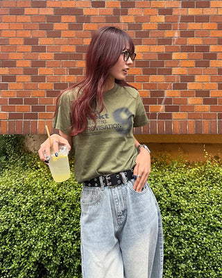 9 Effect Lettering Half T-Shirt