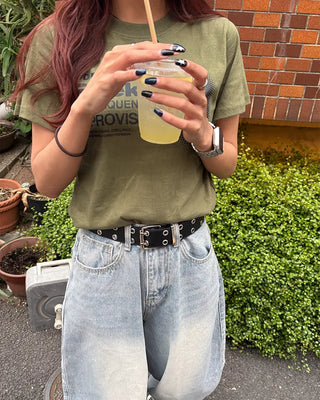 9 Effect Lettering Half T-Shirt