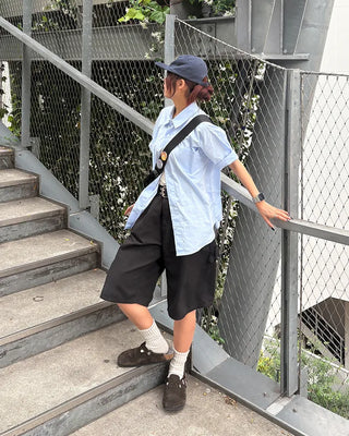 (Unisex) Oversized One-Pocket Collar Half Shirt