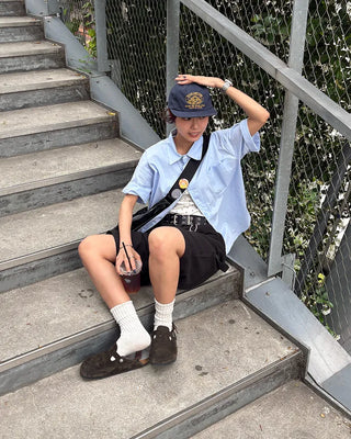 (Unisex) Oversized One-Pocket Collar Half Shirt