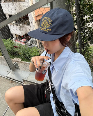 (Unisex) Oversized One-Pocket Collar Half Shirt