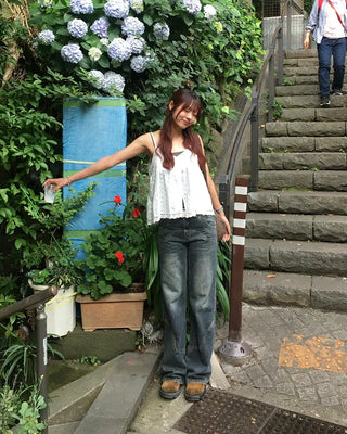 Unique seam flared denim pants