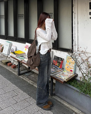 2-way loose sheer summer knit T-shirt
