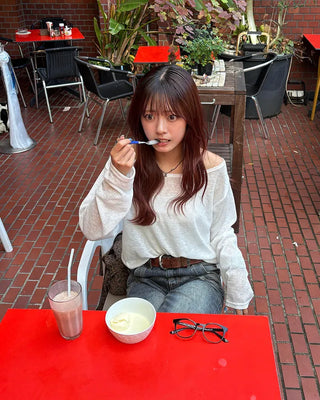 2-way loose sheer summer knit T-shirt