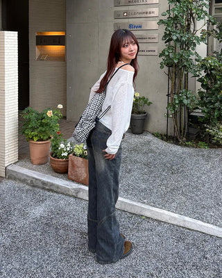 2-way loose sheer summer knit T-shirt