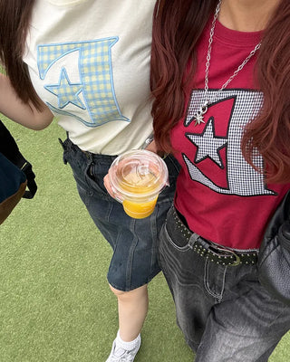 Ester Pattern Patch Half T-Shirt