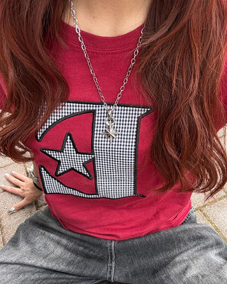 Ester Pattern Patch Half T-Shirt